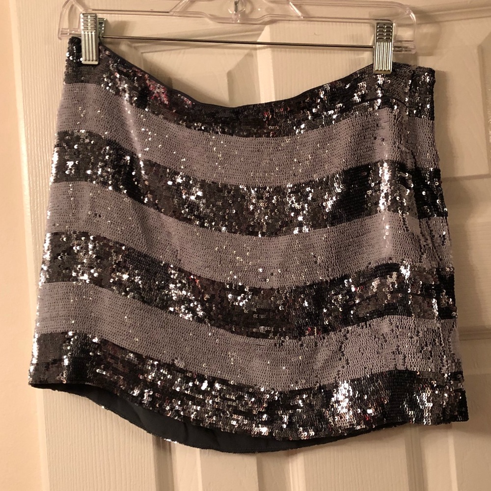 Haute hippie silver stripe sequin skirt size small